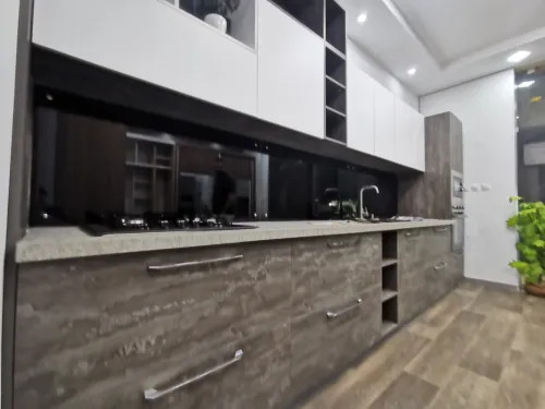 Cuisine équipée hêtre mdf bois rouge