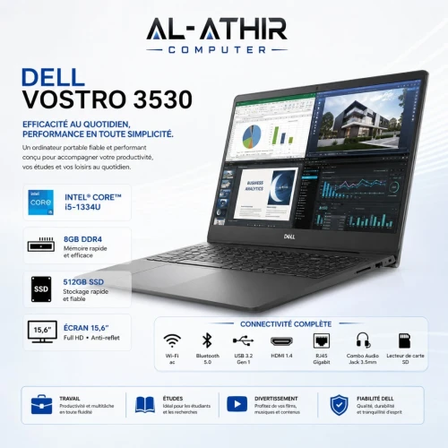 Laptop Dell Vostro 3530  i5 Gen13 8G-512G Neuf sous emballage jamais utiliser