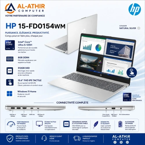HP LAPTOP 15-FD0154WM | CORE ULTRA 5 125H | 8GB - 512GB | 15.6" FHD TACTILE | WIN 11