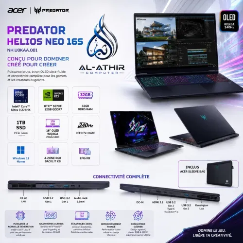 Acer PREDATOR HELIOS Intel Core Ultra 9 275HX | 32GB RAM | 1TB SSD | RTX 5070Ti 12GB |16P OLED|WIN11