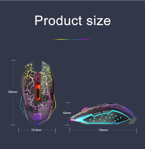 Souris de jeu Bluetooth 5.2 et 2,4 G double mode 1600 DPI Clic silencieux 6 boutons Rechargeable