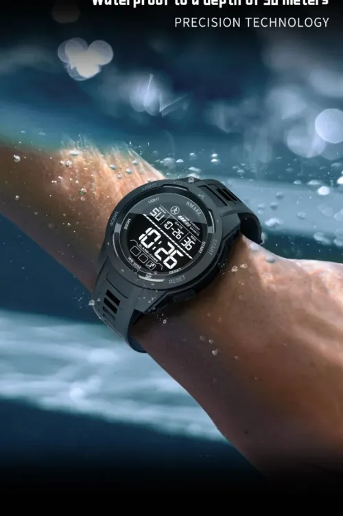 SMAEL Montre numérique étanche à LED  chronomètre lumineux, montres de sport, 50m NOIR