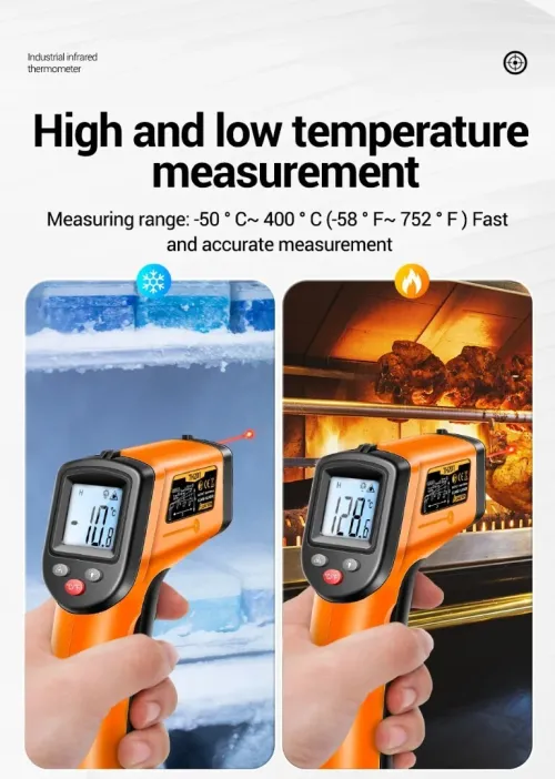 Thermomètre infrarouge -50 C A 400 C déterminer la température de cuisson, four à pizza, gril
