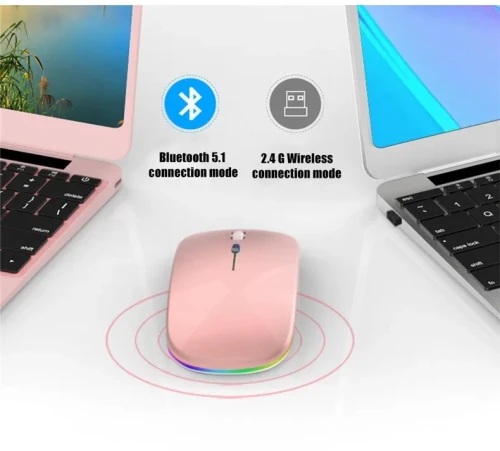 Souris sans fil Rechargeable silencieuse rétro-éclairée  LED souris 2.4Ghz récepteur Bluetooth