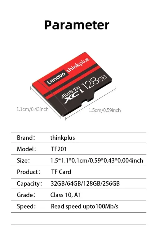 Lenovo THINKPLUS carte mémoire SD Classe 10, carte Flash TF, 128 Go