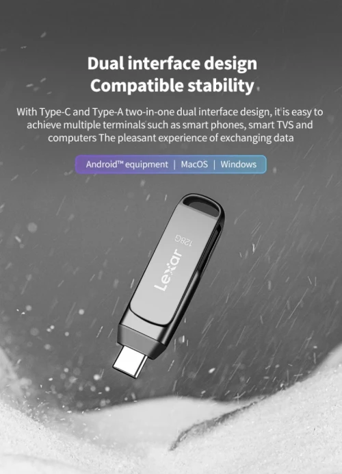 Lexar D400 clé USB 3.2 Type C + USB double emplacement 128GB 