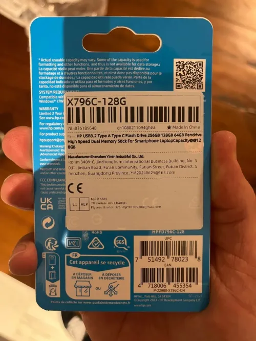 Clé USB HP 3.2 USB + type c  mémoire  128 GB / 256 GB haute vitesse X796c
