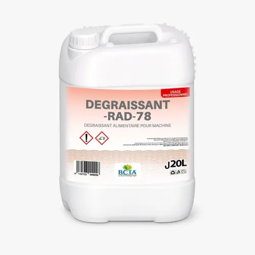 DEGRAISSANT RAD 78 / DEGRAISSANT ALIMENTAIRE CONCENTRE POUR MACHINE (1L DE PRODUITS/20L D'EAU = 400L DE PRODUIT PRE A L'EMPLOI)