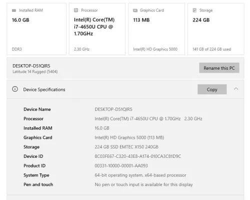 DELL Latitude Rugged i7 4650U 16GB Ram + License Tai Portal V18