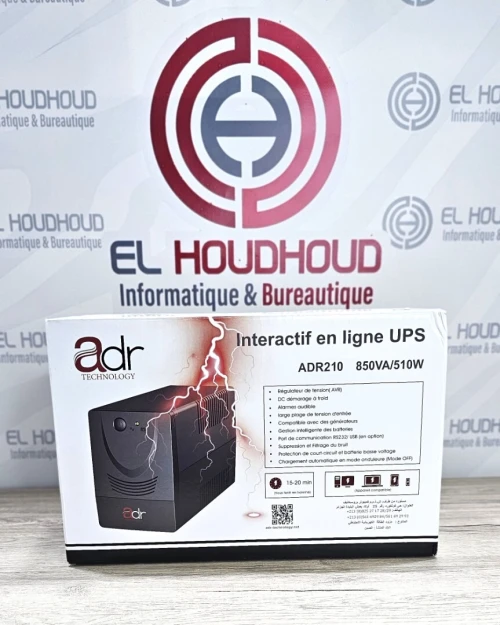 Onduleur ADR 210 850VA / 510W avec 4 sorties AC + ports USB