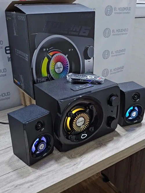 HAUT PARLEUR BLUETOOTH RGB GM 2.1 / 25W (LEC CM+USB+FM+AUX+BT+MP3+TELECOMANDE) CAPSYS TORAN 6