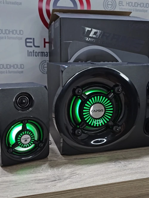 HAUT PARLEUR BLUETOOTH RGB GM 2.1 / 25W (LEC CM+USB+FM+AUX+BT+MP3+TELECOMANDE) CAPSYS TORAN 6