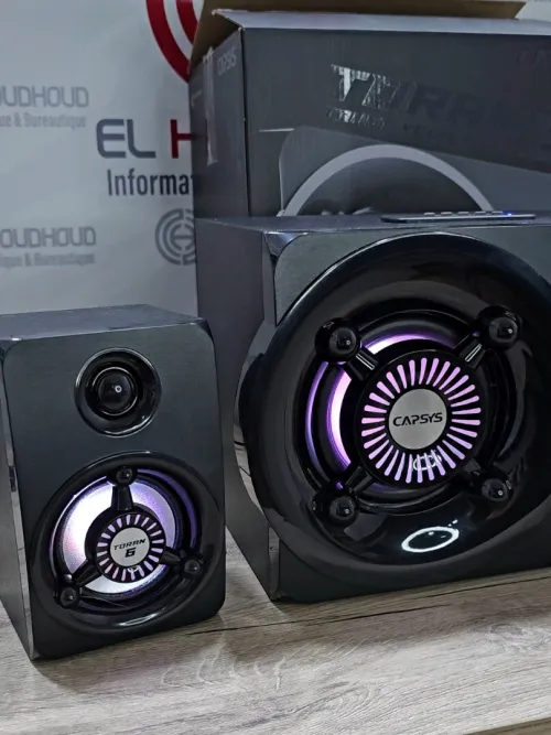HAUT PARLEUR BLUETOOTH RGB GM 2.1 / 25W (LEC CM+USB+FM+AUX+BT+MP3+TELECOMANDE) CAPSYS TORAN 6