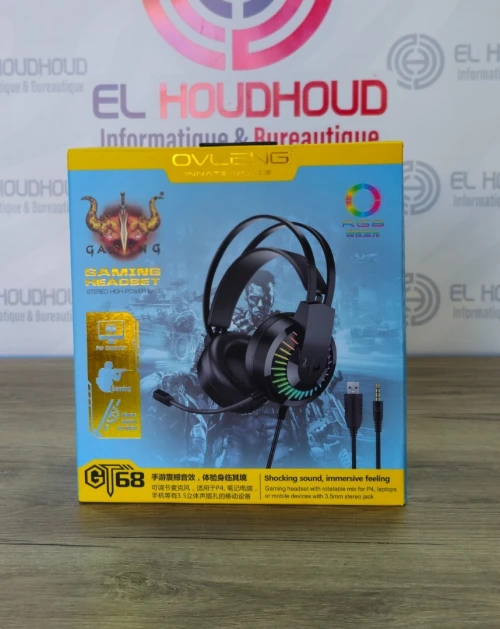 CASQUE MICRO GAMING RGB OVLENG GT68 (USB + JACK)  IMMERSION & STYLE GAMER