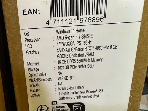 ACER NITRO V16  AMD RYZEN 7 8845HS  16GB 1TB SSD RTX 4060