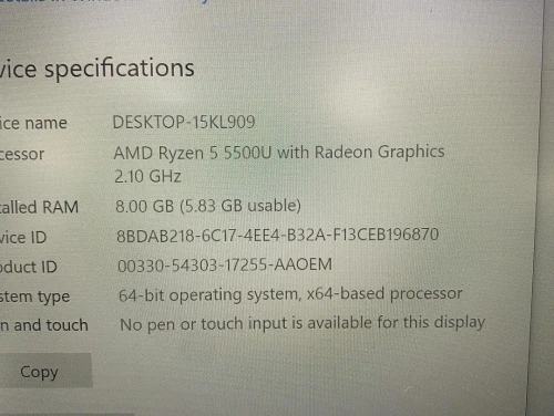 LENOVO THINKBOOK 14 G3 RYZEN 5 5500U 8GB 256GB SSD