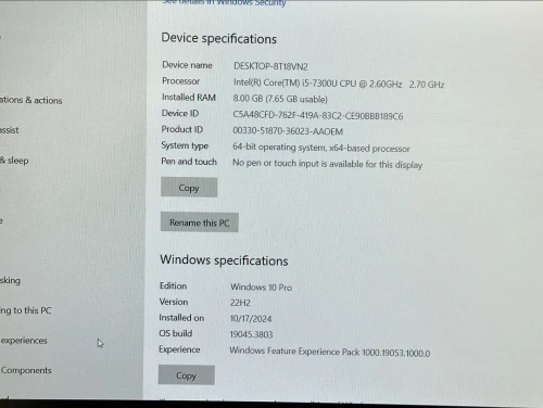LENOVO THINKPAD L580  I5-7300U 8GB 256GB SSD