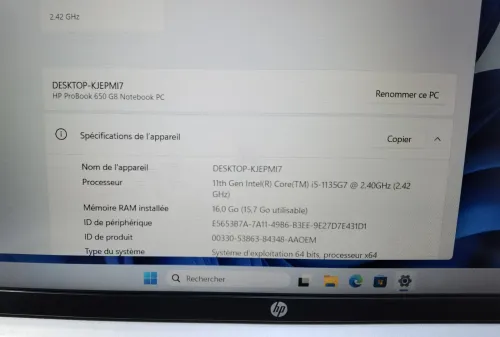 HP PROBOOK 650 G8 I5 11ÈME 16GB 256SSD