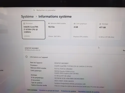 ASUS ZBOOK STUDIO X360 G5 TACTILE I7 9750H QUADRO P2000 4GB 16GB 512GB 15.6P