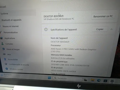 HP ELITEBOOK 845 G8 RYZEN 3 PRO 5450U 8GB 256SSD
