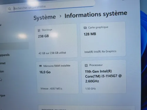 DELL LATITUDE 7420 TACTILE I5 11ÈME 16GB 256SSD