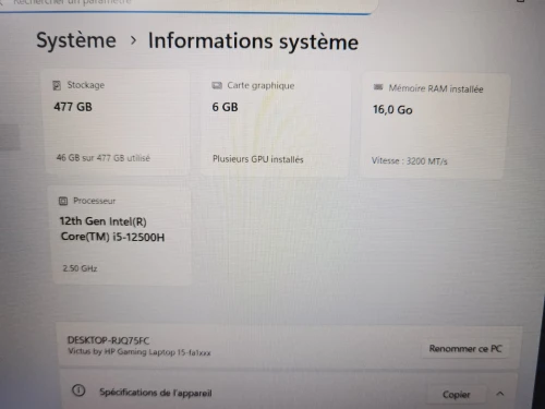 HP VICTUS 15 CORE I5 12500H RTX 4050 6GB 16GB 512GB 15.6P 144HZ