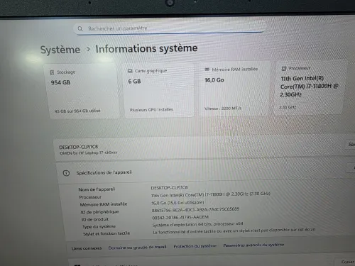 HP OMEN 17 GAMER I7 11800H RTX 3060 6GB 16GB 1000GB SSD 17.3P 144HZ