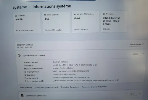 HP ZBOOK STUDIO G5 I7 9750H NVIDIA QUADRO P1000 4GB 16GB 512GB SSD