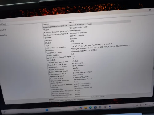 LENOVO IDEAPAD 5 PRO 14 RYZEN 7 6800HS 16GB DDR5 6400MHZ 1000GB SSD 14P 2K