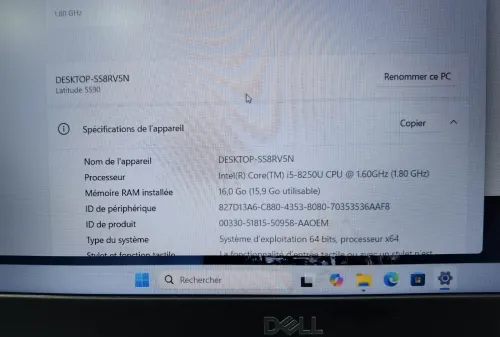 DELL LATITUDE 5590 I5 8ÈME 16GB 256SSD 15.6P FHD
