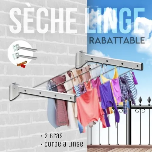 Sèche linge Mural Rabattable avec corde مجفف ملابس جداري قابل للطي