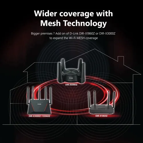 ROUTEUR D-LINK DIR-X6080Z AX6000 MESH WI-FI 6 UP TO 6Gbps / 2.5G PORT