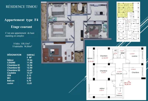 Vente Appartement F4 Alger Bordj el kiffan