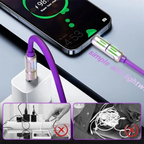 Câble de charge multifonction 4 en 1 USB et Lightning 240W  كابل شحن متعدد الرؤوس