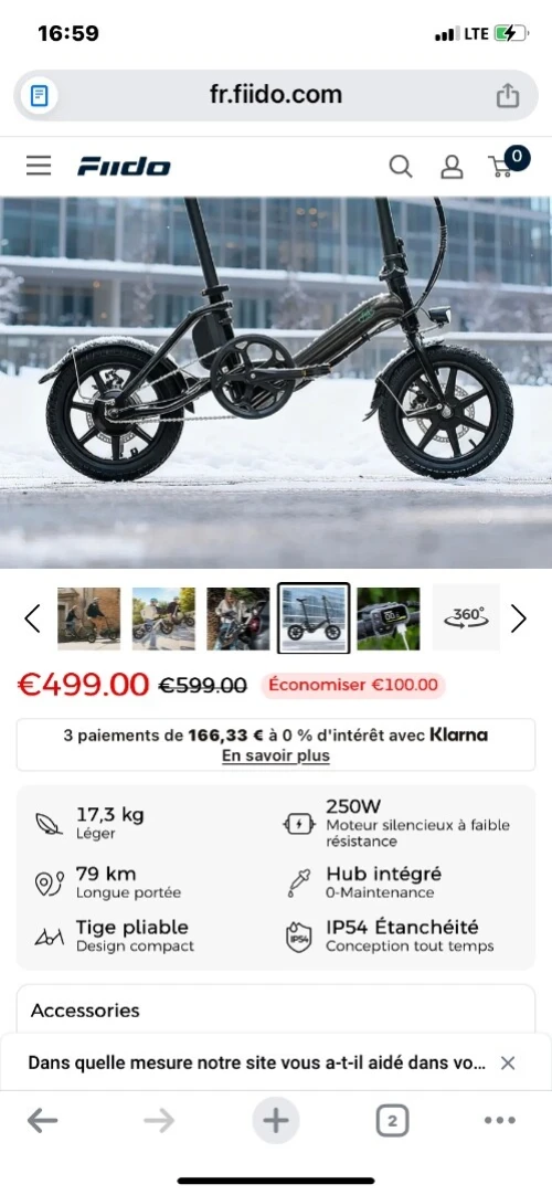 Fiido D3 Pro Mini Vélo électrique pliable