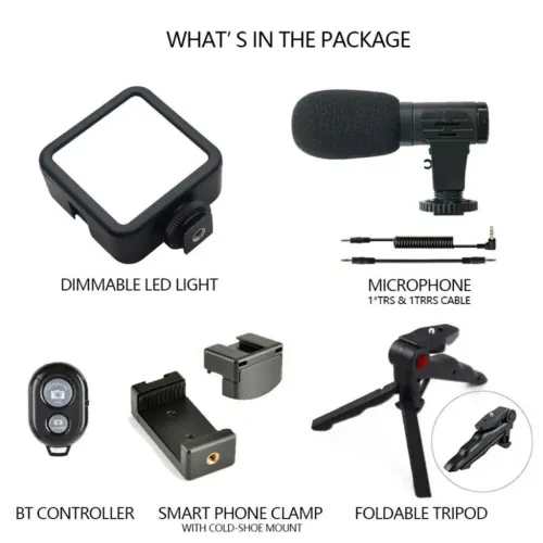 Support Smartphone (Kit d'enregistrement: microphone et projecteur) طقم التصوير للهاتف 