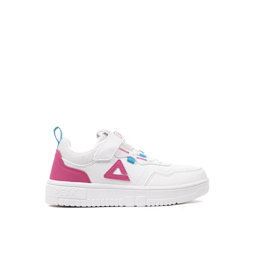 BASKET PEAK FILLETTE CUIR BLANC ROSE