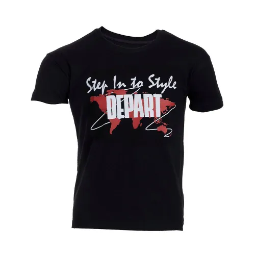 T-SHIRT HOMME DEPART  NOIR 100% COTON PRINT
