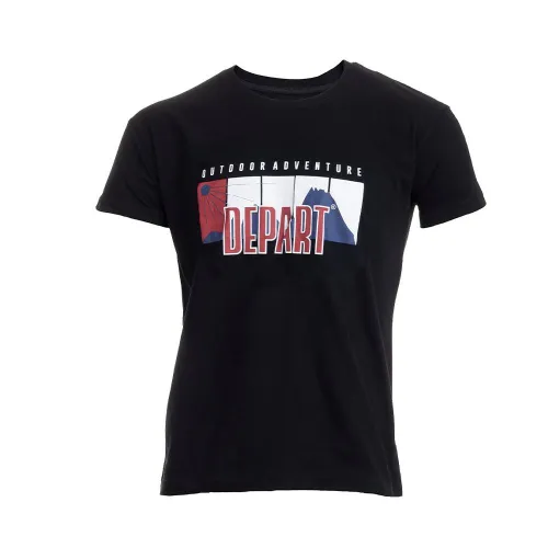 T-SHIRT HOMME DEPART  NOIR 100% COTON PRINT