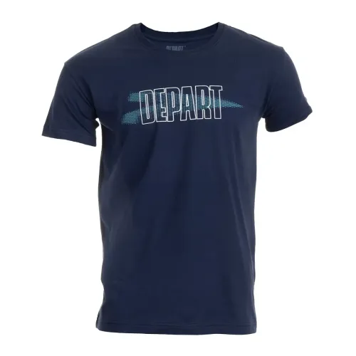 T-SHIRT HOMME DEPART  BLEU MARINE 100% COTON PRINT