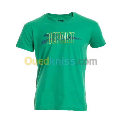 T-SHIRT HOMME DEPART  VERT 100% COTON PRINT