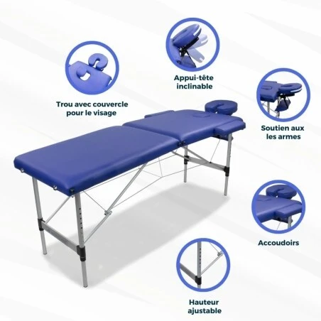 Table de massage pliable en aluminium