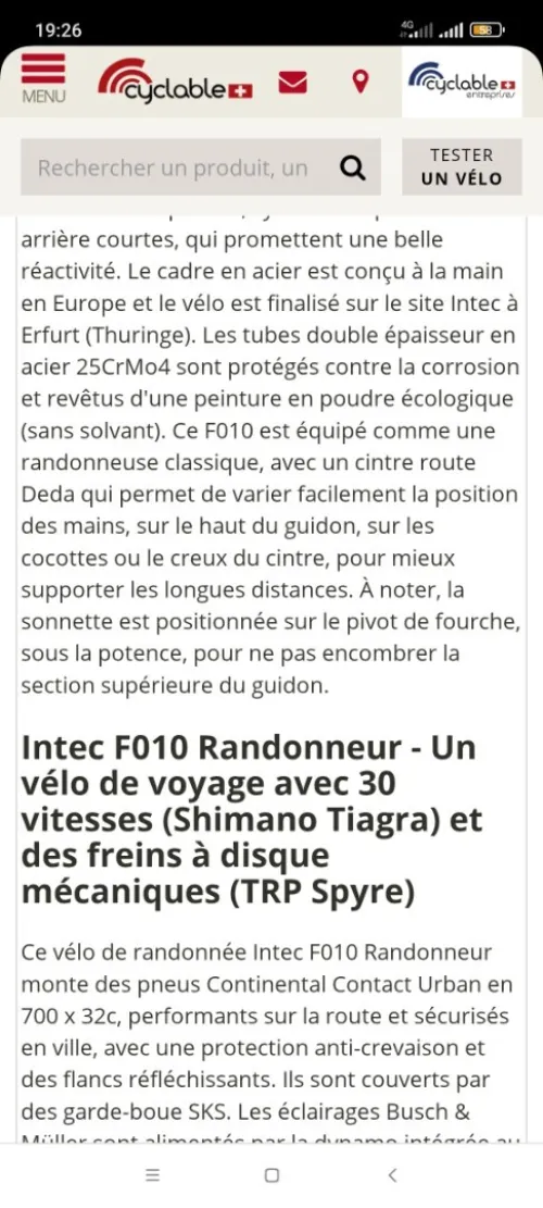 Vélo de voyage haut de gamme taille xl