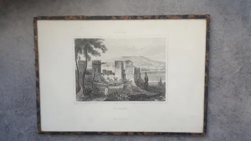 Vue de Tlemcen, Gravure originale en taille-douce sur acier dessinée par Rouargue frères, 1843