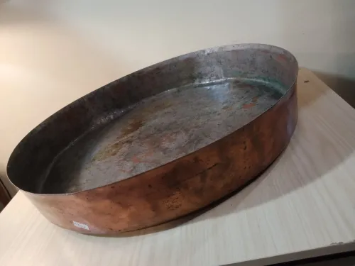 Grande Bassine en cuivre rouge étamé