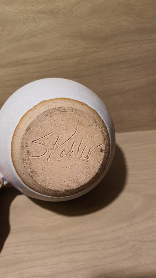 Lampe à Huile Vintage en Poterie d'Atelier (Studio Pottery) - Signée S. Kohler