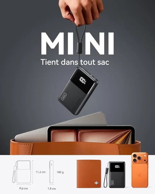 Power bank من افضل الباور بانك على الإطلاق هابط من فرنسا ضمان 3 سنين من الشركة INIU power bank 10000 mah 45w