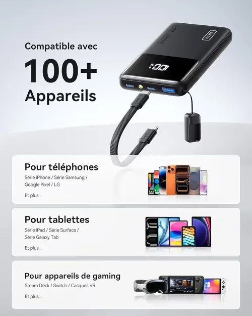 Power bank من افضل الباور بانك على الإطلاق هابط من فرنسا ضمان 3 سنين من الشركة INIU power bank 10000 mah 45w