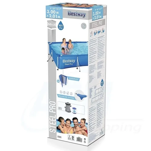 Piscine rectangulaire Steel Pro 300x201x66cm avec pompe filtrante Bestway (facturation disponible)