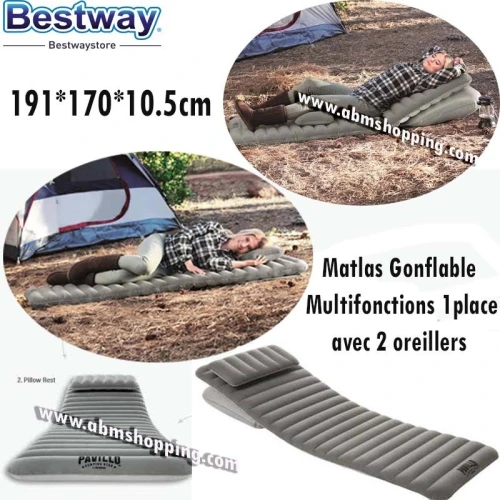 Matelas Gonflable Multifonction 1 Place Avec 2 Oreillers 191*70*10.5 - Bestway  (F) 